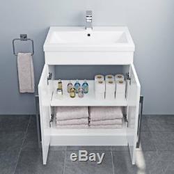 Complete L Shaped Bathroom Suite Close Coupled Toilet Vanity Unit Bath Taps Set