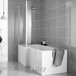 Complete L Shaped Shower Bathroom Suite Close Coupled Toilet Vanity Unit L/Hand