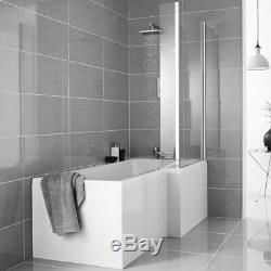 Complete L Shaped Shower Bathroom Suite Close Coupled Toilet Vanity Unit R/Hand