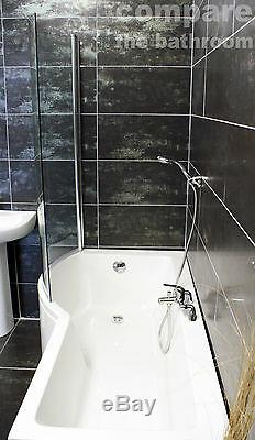 Complete P Shape Showerbath Bathroom Suite with Screen & Taps Option Left Hand