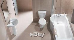 Complete P-Shaped Bathroom Suite, Inc Bath, Basin, Pedestal & Toilet