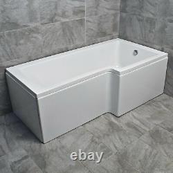 Complete Right Hand L Shape Shower Bath Suite Inc Vanity Unit, Screen & Taps