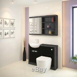 Complete bathroom L shaped bath LH toilet sink vanity unit tap drift black suite