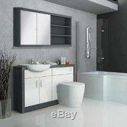Complete bathroom L shaped bath LH toilet sink vanity unit tap drift white suite