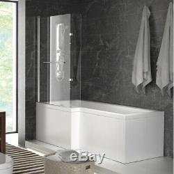Complete bathroom L shaped bath LH toilet sink vanity unit tap grey brown suite