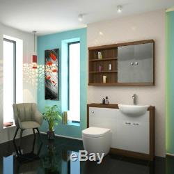 Complete bathroom L shaped bath LH toilet sink vanity unit tap white brown suite