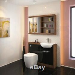 Complete bathroom suite L shaped bath RH toilet sink vanity unit tap black brown