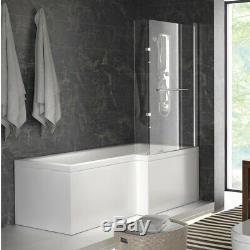 Complete bathroom suite L shaped bath RH toilet sink vanity unit tap drift black