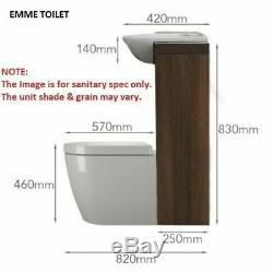 Complete bathroom suite L shaped bath RH toilet sink vanity unit tap white brown