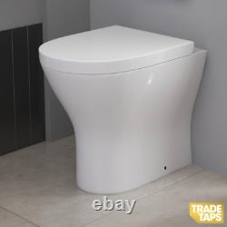 D Shape Back to Wall Toilet WC Seat & Concealed Cistern Dual Flush Chrome Button