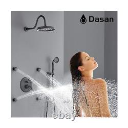 DASAN Antique Shower Faucet Sets Complete Rain Shower System in Wall with Bod