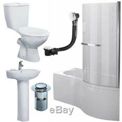 Duchy Hampstead Complete Bathroom Suite 1700mm x 900mm P-Shaped Shower Bath RH
