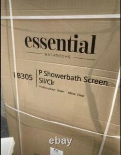 Essential 1500mm P Shape Bath With Shower Screen & Side Panel Complete Set
