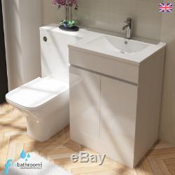 Full Bathroom Suite L Shape 1700mm Bath Vanity Unit Basin Sink WC Toilet Tap Set