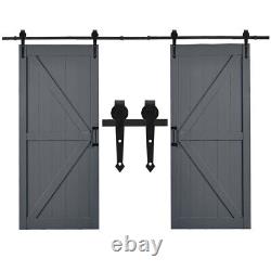 Glass / Wood Barn Door Sliding Door Hardware Kit 6-7FT / Door with Track Kit Use