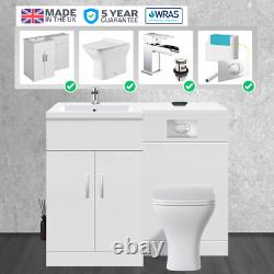 Gloss White Complete L Shape Bathroom Furniture Vanity Unit Basin Toilet Suite