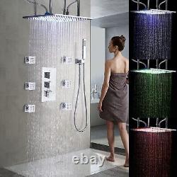 HOMDEC 20 inch Thermostatic Shower Faucet Complete Combo Set LED Color Changing