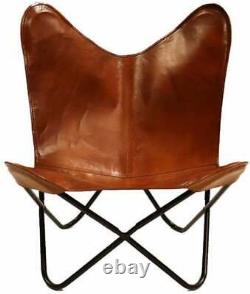Handmade Butterfly Ten Vintage Cowhide Arm Chair With Cover Living Room Garden