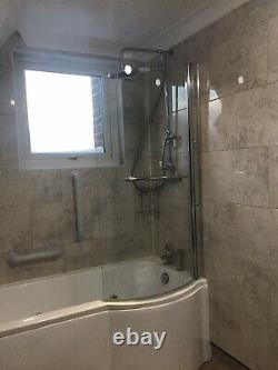 Hydrotherapy Shower Bath, Dee Right Hand P Shape, complete, Tap, Screen, Panels