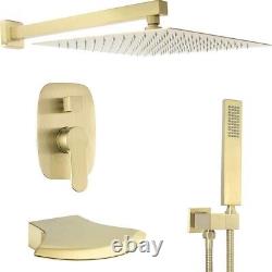 KATAIS Brushed Gold Shower System Waterfall Tub Spout Faucet Set Gold Brush