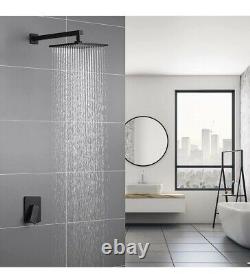 KES Shower Faucet Sets Complete with Shower Valve Matt Black Square Rain Show