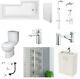 L Shaped Bath LH, Complete Bathroom, 500mm Vanity, Shower, Toilet, Screen, Taps
