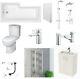 L Shaped Bath RH, Complete Bathroom, 600mm Vanity, Shower, Toilet, Screen, Taps
