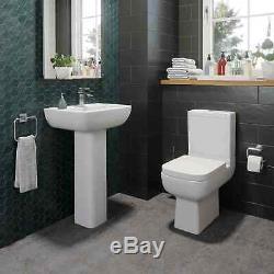 L Shaped Bathroom Suite Close Coupled Toilet Basin Bath Screen Taps Complete Set