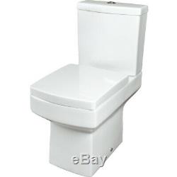 L Shaped Complete Bathroom Suite Close Coupled Toilet Taps Basin RH Bath Screen