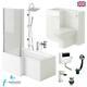 L Shaped Complete Bathroom Suite Shower Toilet Vanity Unit Basin Bath Taps Set