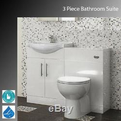 Left Hand L Shaped Complete Bathroom Suite Toilet Vanity Unit Basin Bath Set