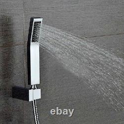 Luxury Bathroom Shower Set with 20 Rainfall Sq LED Shower Head, Double-Function