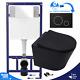 Matt Black Rimless Wall Hung Toilet & 1.12m Concealed WC Cistern Frame Plate Kit