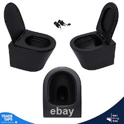 Matt Black Rimless Wall Hung Toilet & GROHE 1.13m Concealed WC Cistern Frame