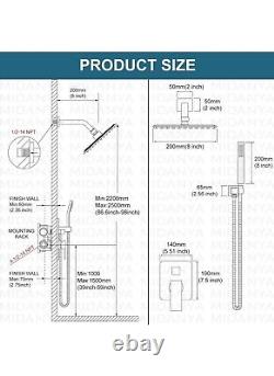 Midanya Rain Shower System Matte Black 8 Shower Faucet Set w Hand Sprayer (YY6)