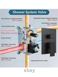 Midanya Rain Shower System Shower Faucet Set 10 Matte Black w Hand Sprayer YY1