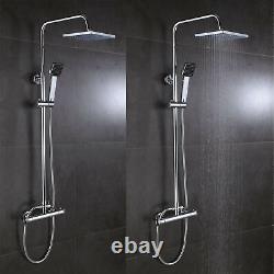Newest Thermostatic Expose Adjust Shower Mixer Bathroom Twin Head Square Bar Set
