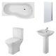 Nuie Ava Complete Bathroom Suite with B-Shaped Shower Bath 1700mm Right Handed