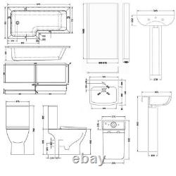 Nuie Ava Complete Bathroom Suite with L-Shaped Shower Bath 1700mm Right Handed