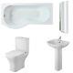Nuie Ava Complete Bathroom Suite with P-Shaped Shower Bath 1700mm Left Handed