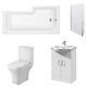 Nuie Ava Complete Furniture Suite Vanity Unit and L-Shaped Shower Bath 1700mm LH