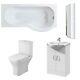 Nuie Ava Complete Furniture Suite Vanity Unit and P-Shaped Shower Bath 1700mm RH