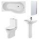 Nuie Freya Complete Bathroom Suite with B-Shaped Shower Bath 1700mm Right Hand