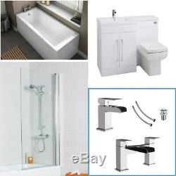 Ocean Square Bathroom Suite Complete L shape Furniture Toilet Cistern Tap Screen