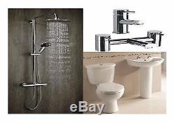 P Shape Bath, Suite Options with Toilet, Basin, Taps & Dual Head Luxury Shower