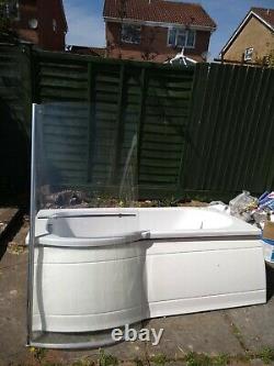 P Shape Bath complete with curved shower screen and bath panel (1.68M x 0.75M)