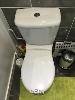 P Shape Left Hand Complete Bathroom Suite Toilet Basin & Ped Basin Bath Tap Set
