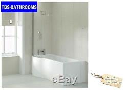 P Shaped Bath Suite Complete Set inc Vanity Unit, Close Coupled Toilet & Taps
