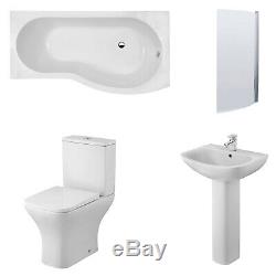 Premier Ava Complete Bathroom Suite with B-Shaped Shower Bath 1700mm Right Han