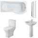 Premier Ava Complete Bathroom Suite with P-Shaped Shower Bath 1700mm Right Han